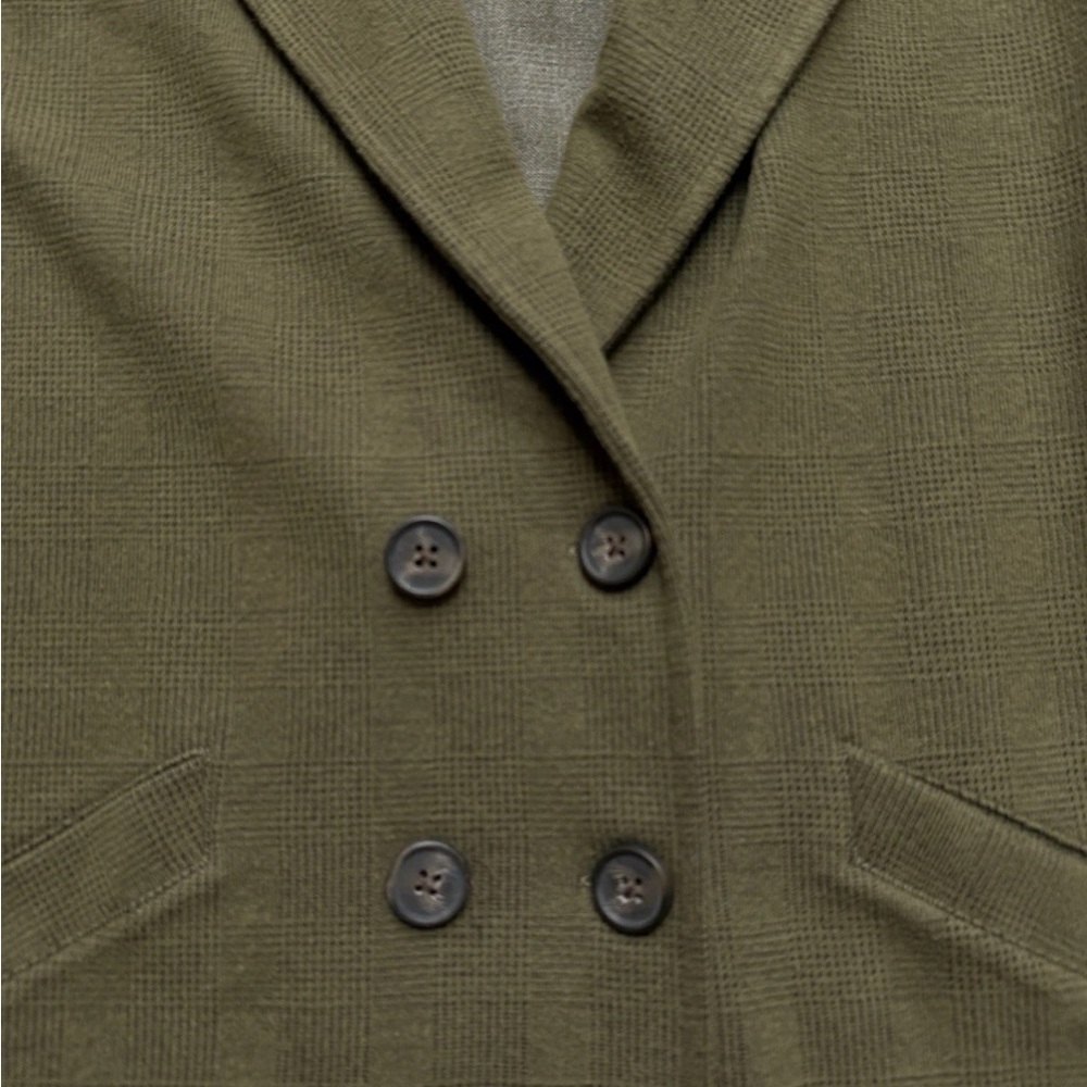 Madewell Brushed Redford Glen Plaid Green Double Breasted Women’s Blazer Sz M - Picture 3 of 5